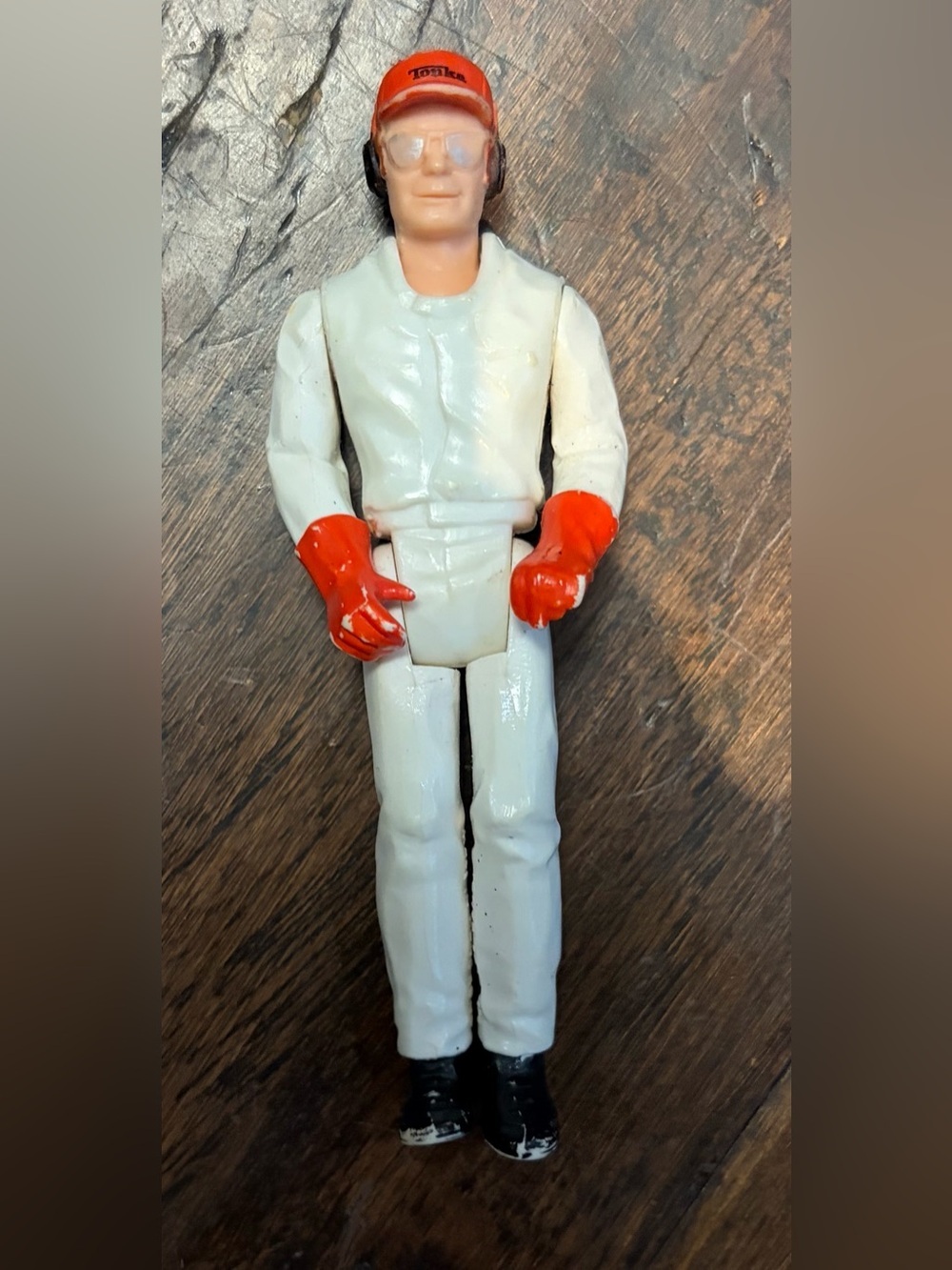 Vintage Tonka Racing Driver Figure 1970s 3.75" White Red Gloves Cap